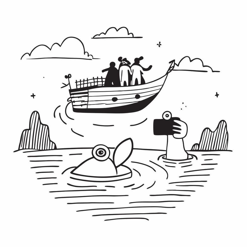 Group enjoying a boat trip on a serene lake concept as High resolution image of a group enjoying a boat trip on a serene lake to escape the heat capturing relaxation fun and natura Dynamic Set 2 vector