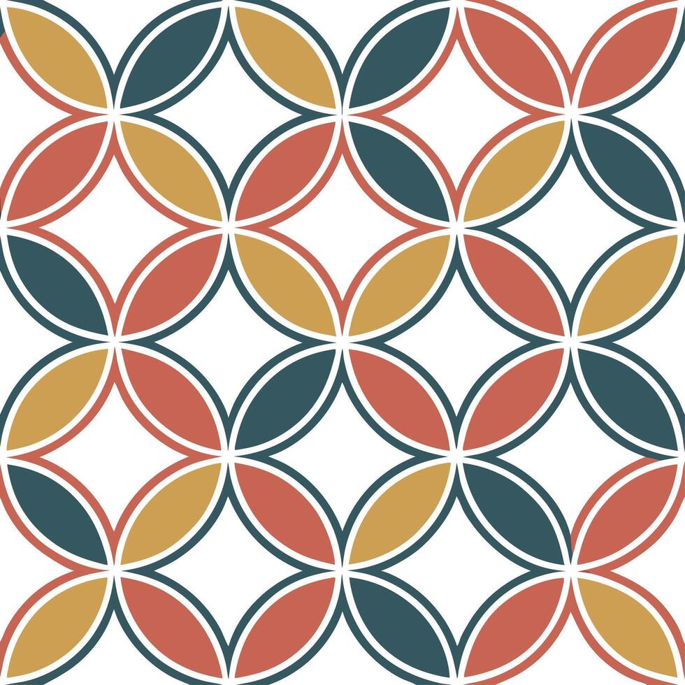 Geometric retro polygon seamless tiles split complementary colors on white background suitable for balanced designs concept as Designing geometric seamless tile with retro polygons Dynamic Set 2 vector