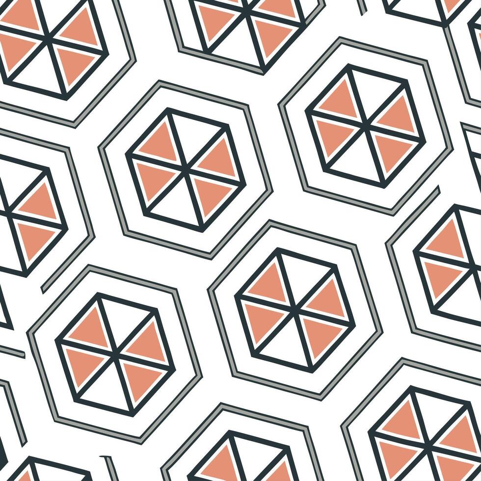 Geometric retro polygon seamless tiles analogous colors on white background suitable for harmonious designs concept as Designing geometric seamless tile with retro polygons in anal Dynamic vector