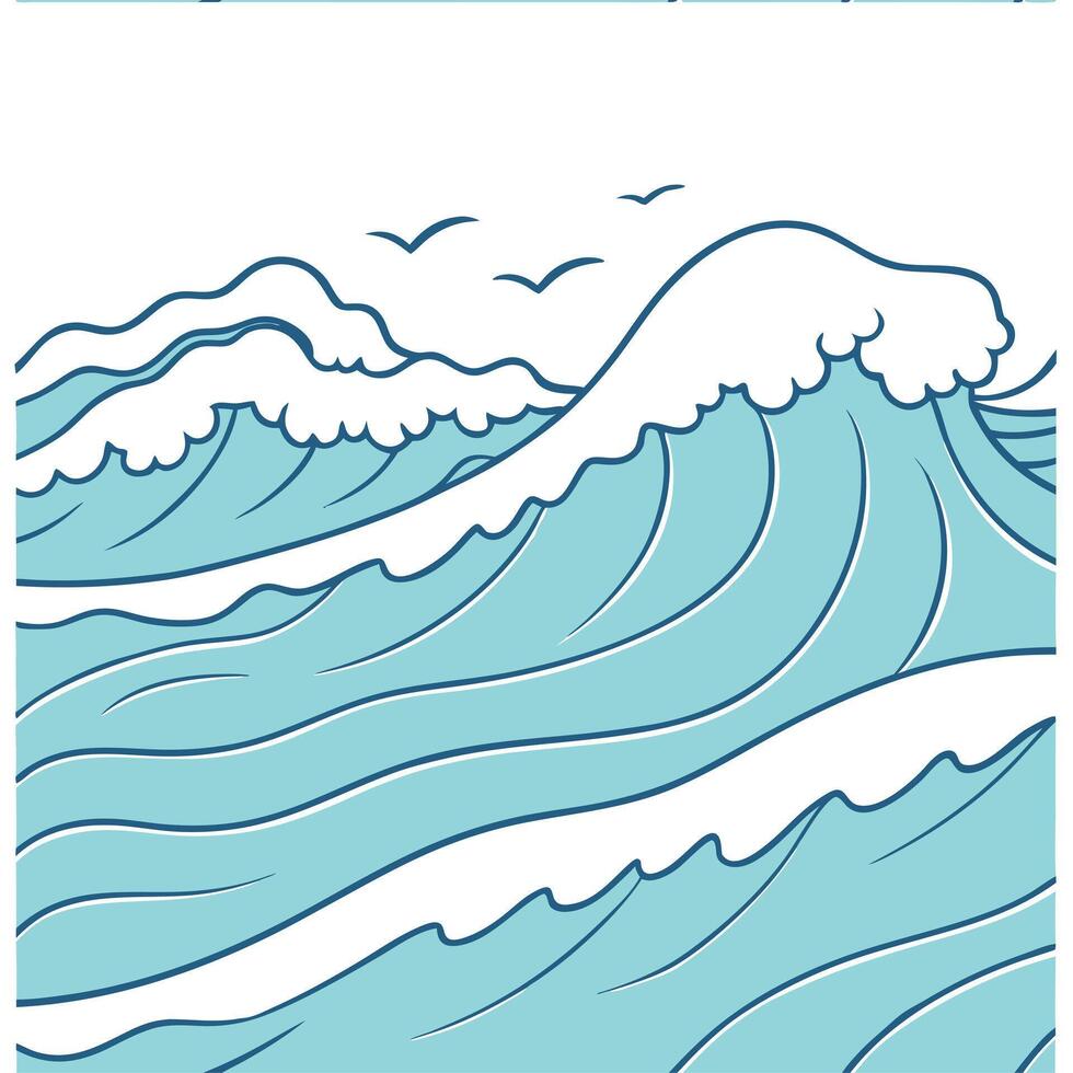Gentle ocean waves seamless tile pattern with foamy water and a calm beach setting concept as Gentle ocean waves with foamy water create a peaceful seamless tile pattern for a rela Dynamic vector