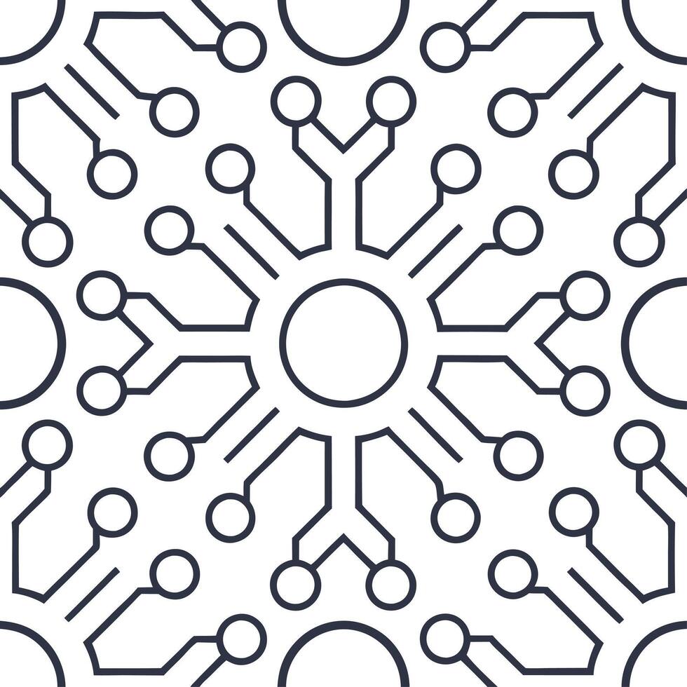Futuristic techno circuits tile design showcasing dynamic electronic pathways and digital circuit patterns isolated white balance generating innovative seamless art concept as Dyna Dynamic vector