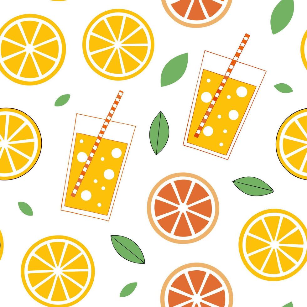 Fun summer seamless tile pattern with citrus fruits and refreshing drinks for a lively outdoor party concept as Bright citrus fruits and refreshing drinks in a seamless tile patter Dynamic vector