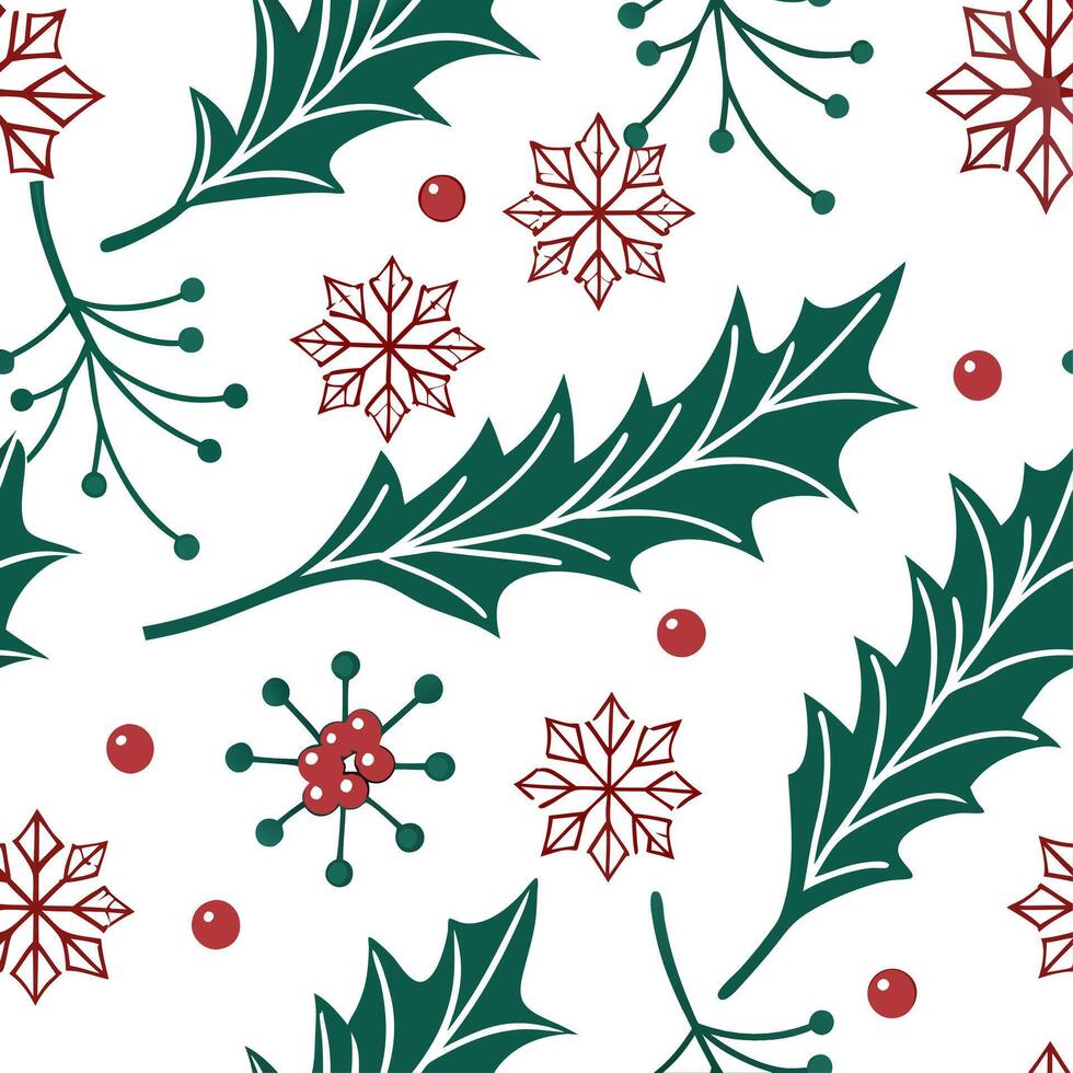 Frosty snowflake and holiday wreath seamless tile pattern with festive winter elements concept as Holiday wreaths paired with frosty snowflakes create a seamless tile pattern with Dynamic Set 2 vector