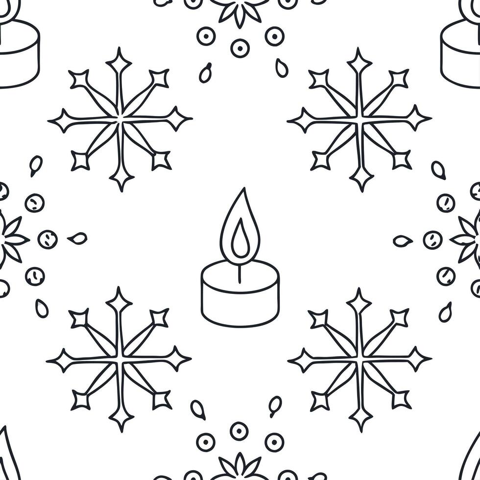 Frosty snowflake and candlelight seamless tile pattern with warm winter glow concept as Warm candlelight paired with frosty snowflakes creates a seamless tile pattern with a cozy w Dynamic vector