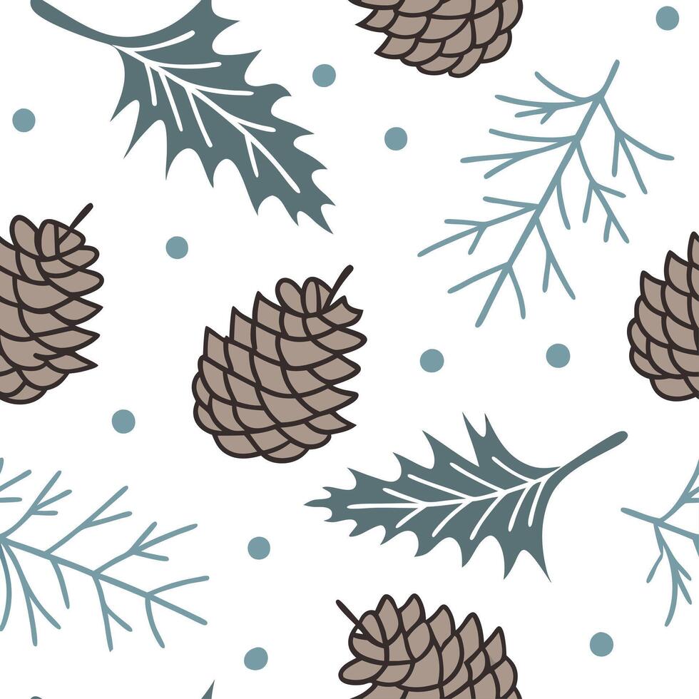 Frosty snowdrift and pinecone seamless tile pattern with winter textures and cool tones concept as Snowdrifts and pinecones with winter textures create a frosty seamless tile patte Dynamic vector