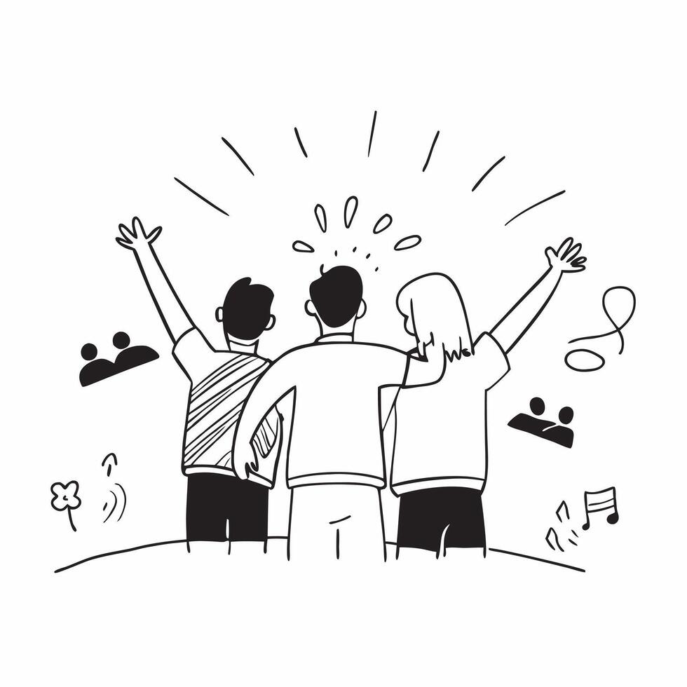 Friends reuniting at a concert concept as Friends reuniting blended with a concert scene symbolizing the excitement and joy of reuniting at a musical event Ideal for social and en Dynamic vector