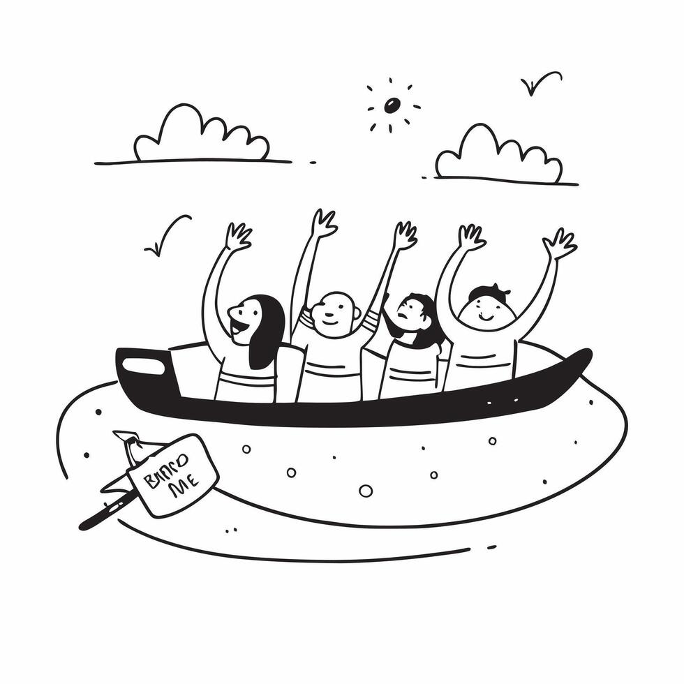 Friends having fun on a boating trip concept as A group of friends enjoys a fun filled boating trip on a beautiful lake embodying adventure and friendship Great for travel and adv Dynamic Set 2 vector