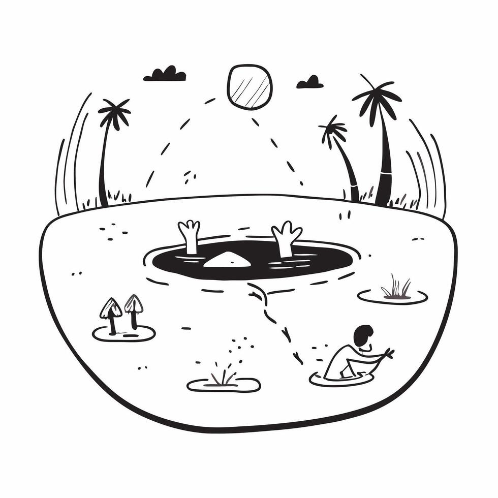 Friends enjoying a refreshing swim in a forest lake concept as High resolution image of friends enjoying a refreshing swim in a forest lake to escape the heat highlighting fun adve Dynamic Set 2 vector
