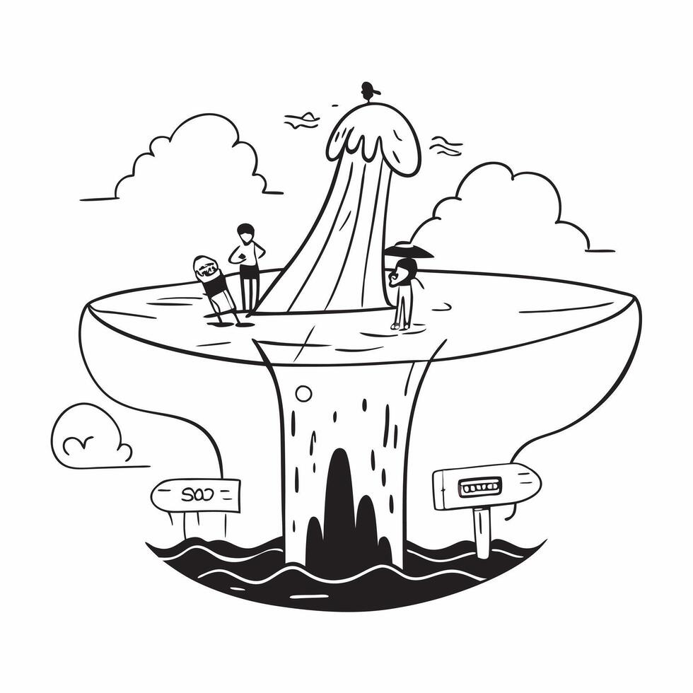 Friends enjoying a refreshing dip in a waterfall concept as High resolution image of friends enjoying a refreshing dip in a waterfall to escape the heat capturing fun excitement an Dynamic Set 2 vector
