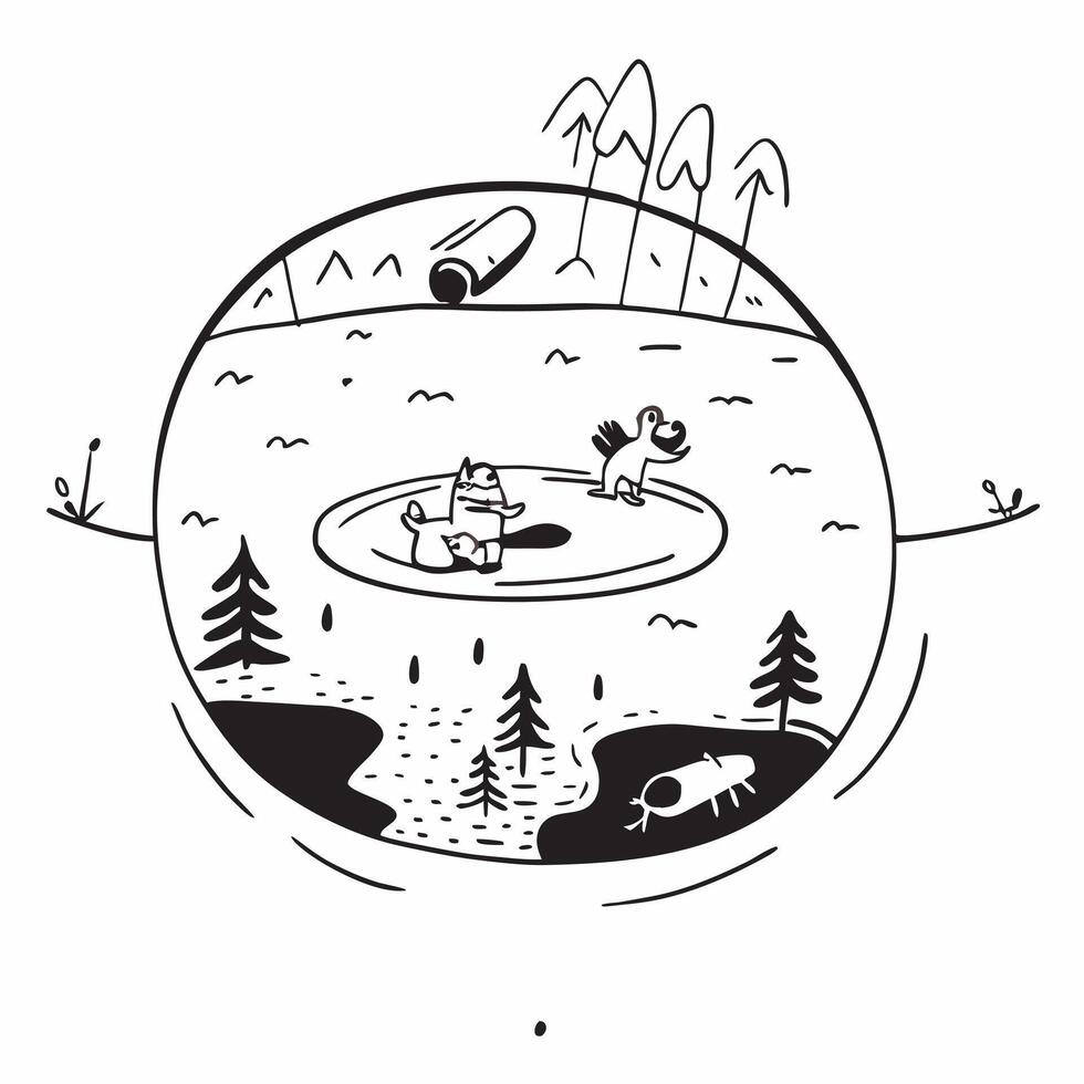 Friends enjoying a refreshing swim in a forest lake concept as High resolution image of friends enjoying a refreshing swim in a forest lake to escape the heat highlighting fun adve Dynamic vector
