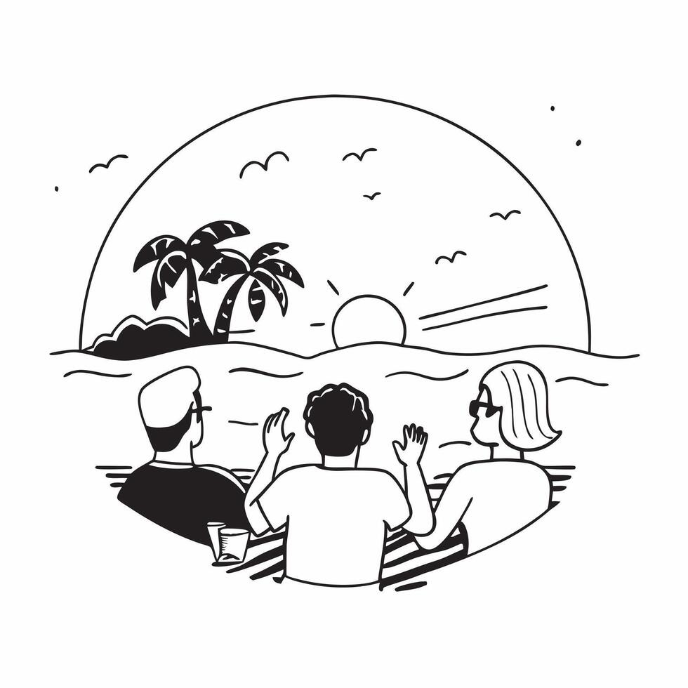 Friends enjoying a beach sunset concept as A group of friends relax and enjoy a stunning sunset on a serene beach embodying relaxation and friendship Great for beach travel ads i Dynamic vector