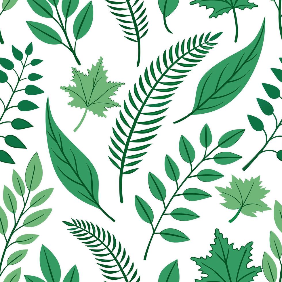 Fresh spring greenery seamless tile pattern featuring vibrant green leaves ferns and tender shoots concept as Vibrant green leaves ferns and tender shoots create a fresh natural sp Dynamic vector