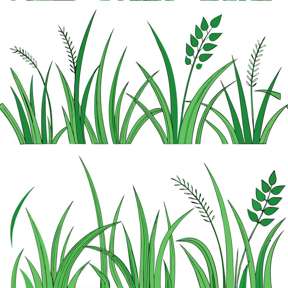 Fresh spring grass seamless tile pattern with tender blades and vibrant green shades symbolizing renewal concept as Tender blades of fresh spring grass in vibrant green shades crea Dynamic vector