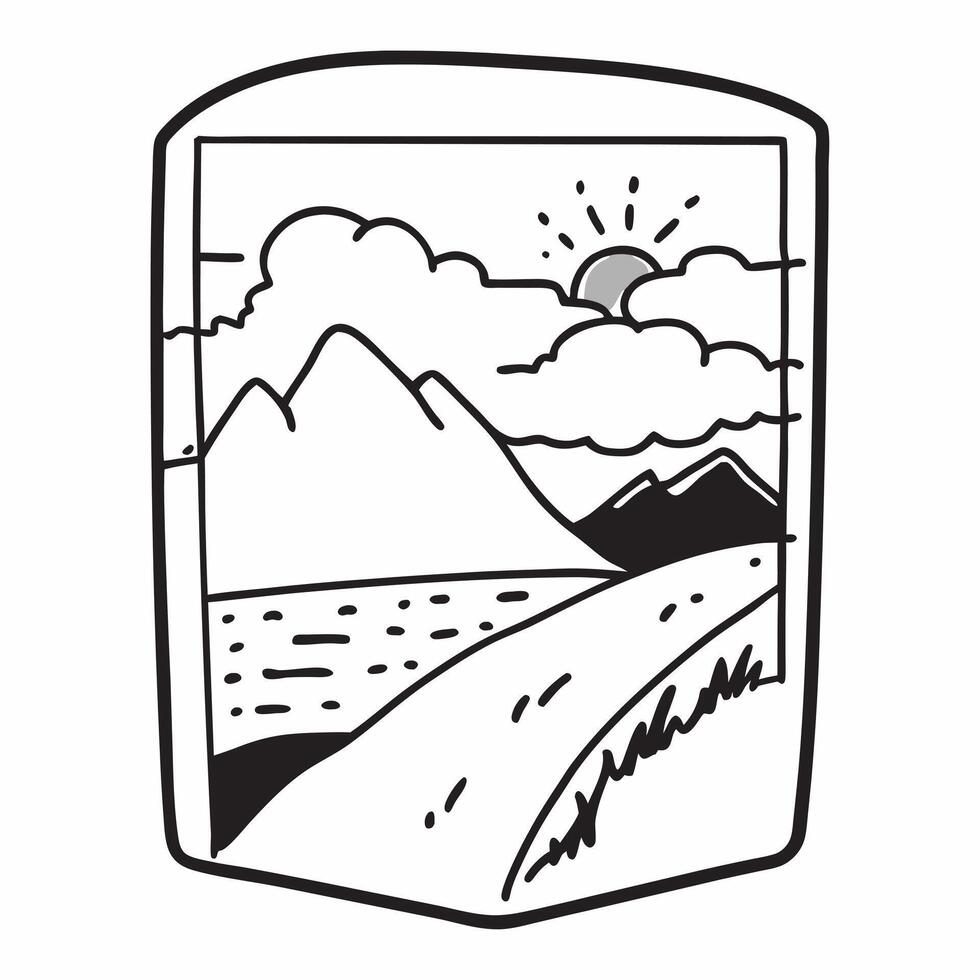 Framed summer mountain vista concept as High resolution image of a framed summer mountain vista with lush green valleys highlighting the vibrant and lively essence of summertime in Dynamic Set 2 vector
