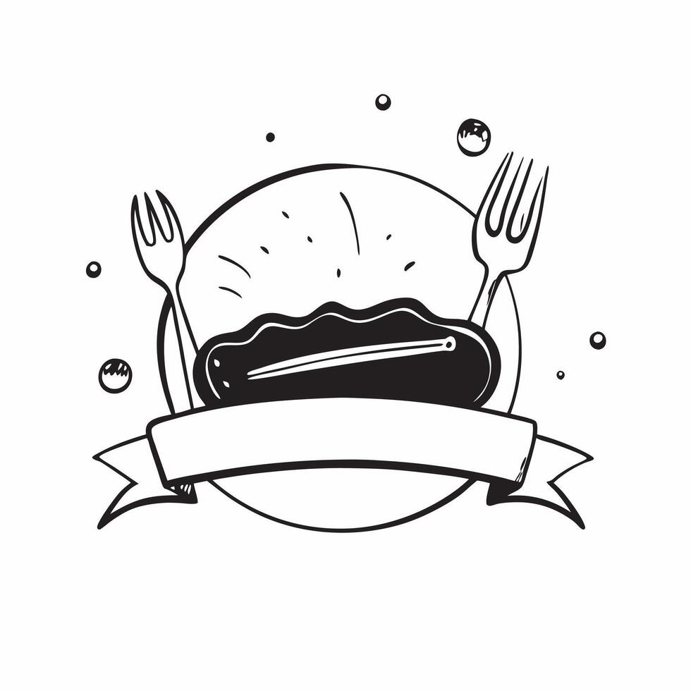 Fork and plate illustration with space for text and icons on a white background concept as A versatile fork and plate illustration featuring space for both text and icons on a clea Dynamic vector