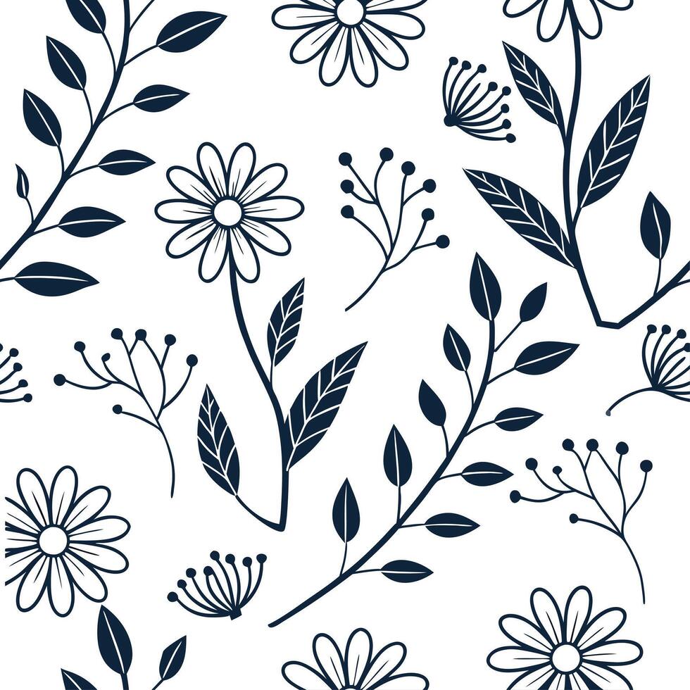 Floral vintage embroidery seamless tile pattern botanical elements isolated white background perfect for garden themes concept as Creating seamless tile pattern with floral vintage Dynamic Set 2 vector