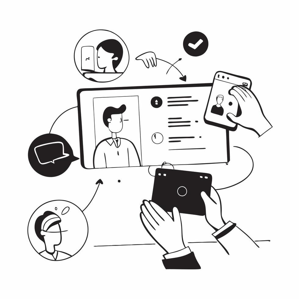Flat design as Virtual team collaborating on a digital platform concept as A illustration of a virtual team collaborating on a digital platform using a 3 color scheme to emp Dynamic vector