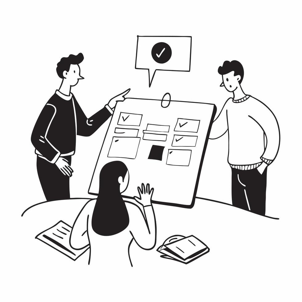 Flat design as Team members reviewing project deliverables in a business meeting concept as A illustration of team members reviewing project deliverables in a business meeti Dynamic vector