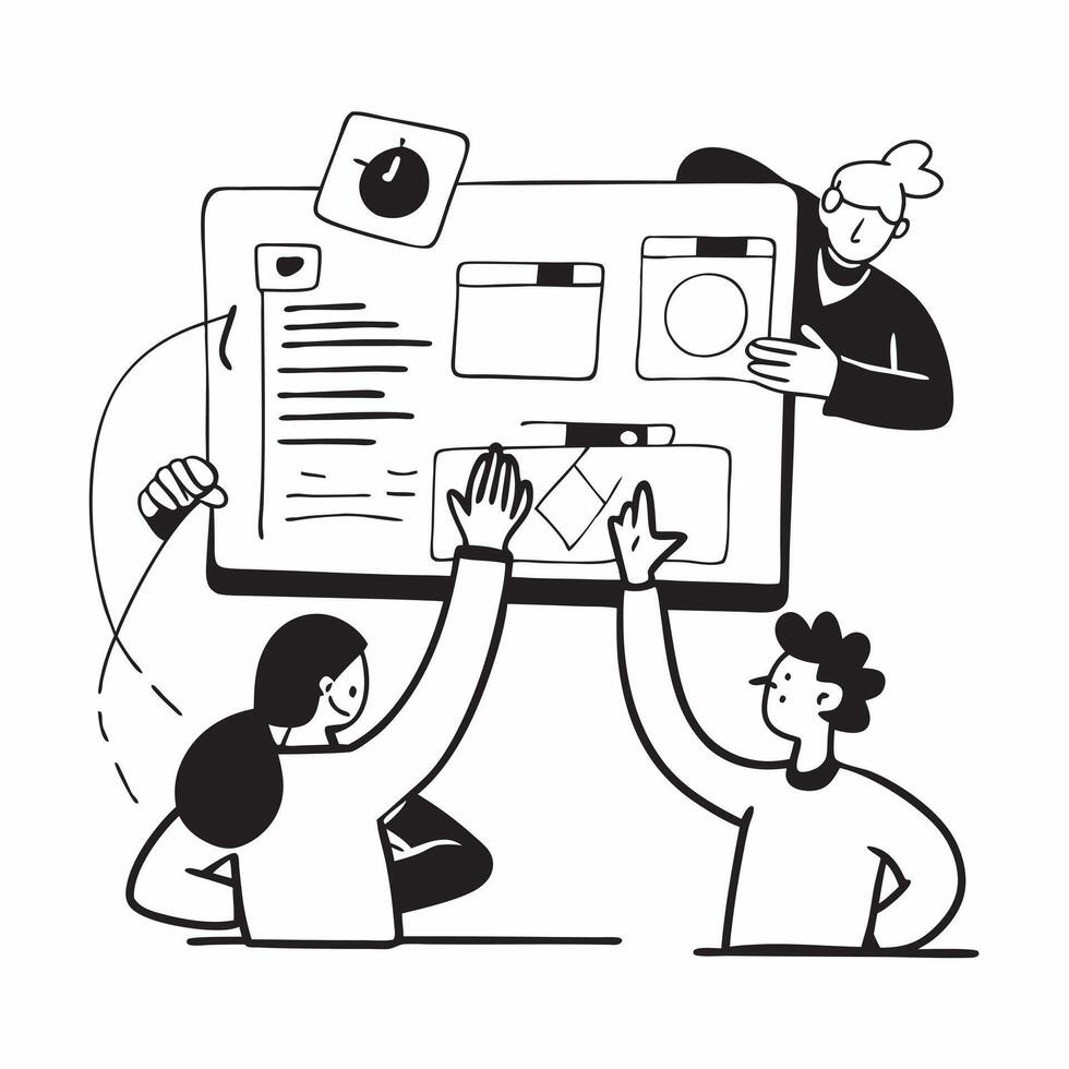 Flat design as Remote team collaborating on a software development project concept as A illustration of a remote team collaborating on a software development project using c Dynamic vector