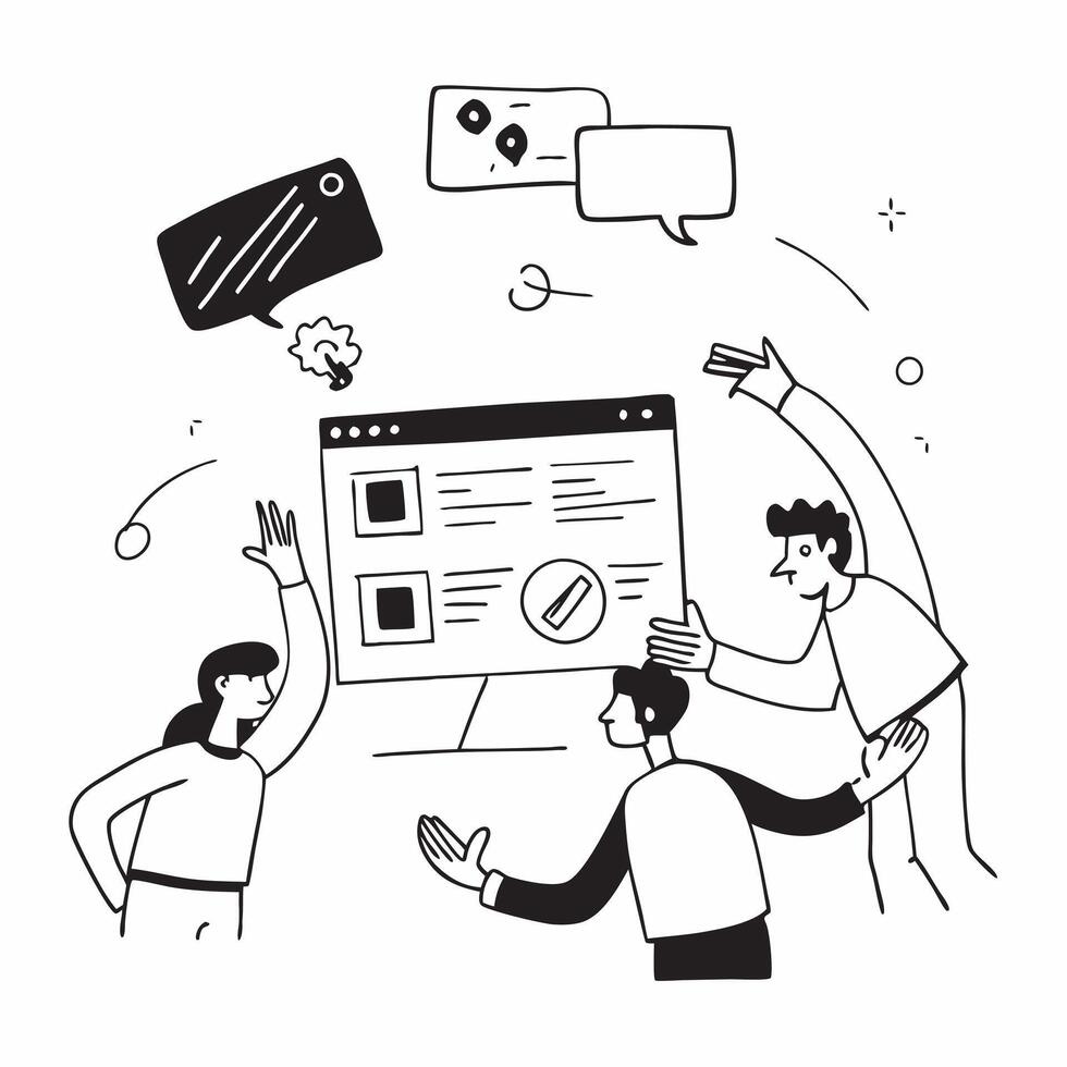 Flat design as Remote team collaborating on a software development project concept as A illustration of a remote team collaborating on a software development project using c Dynamic Set 2 vector