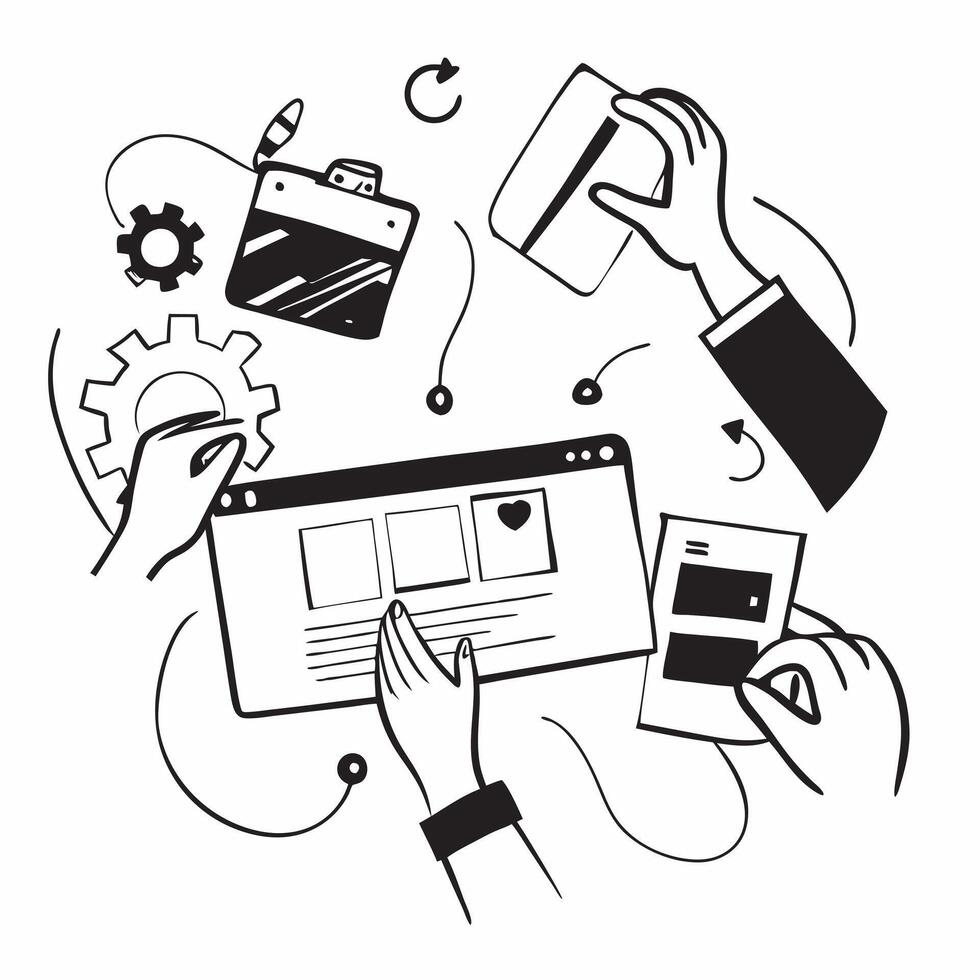 Flat design as Product team collaborating on new features concept as A illustration of a product team collaborating on new features using laptops and digital tools with an 8 Dynamic vector