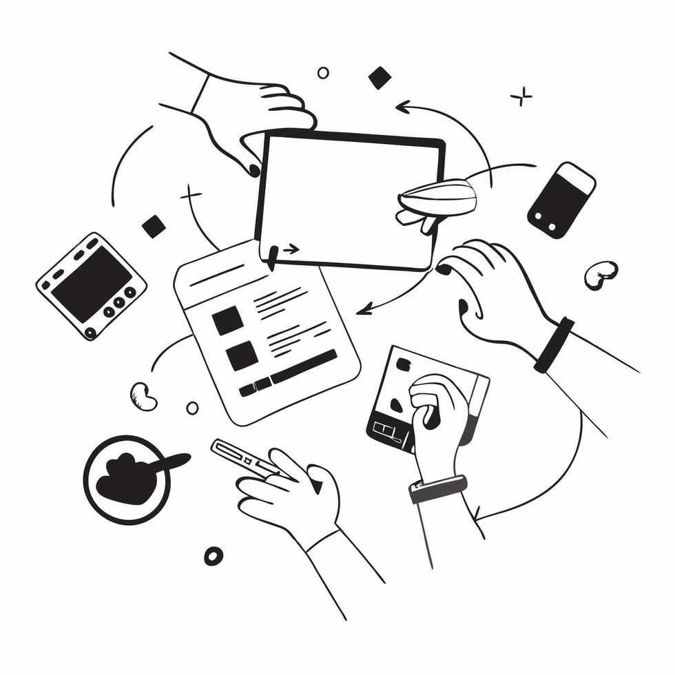 Flat design as Marketing team collaborating on a product launch concept as A illustration of a marketing team collaborating on a product launch using digital tools and chart Dynamic Set 3 vector