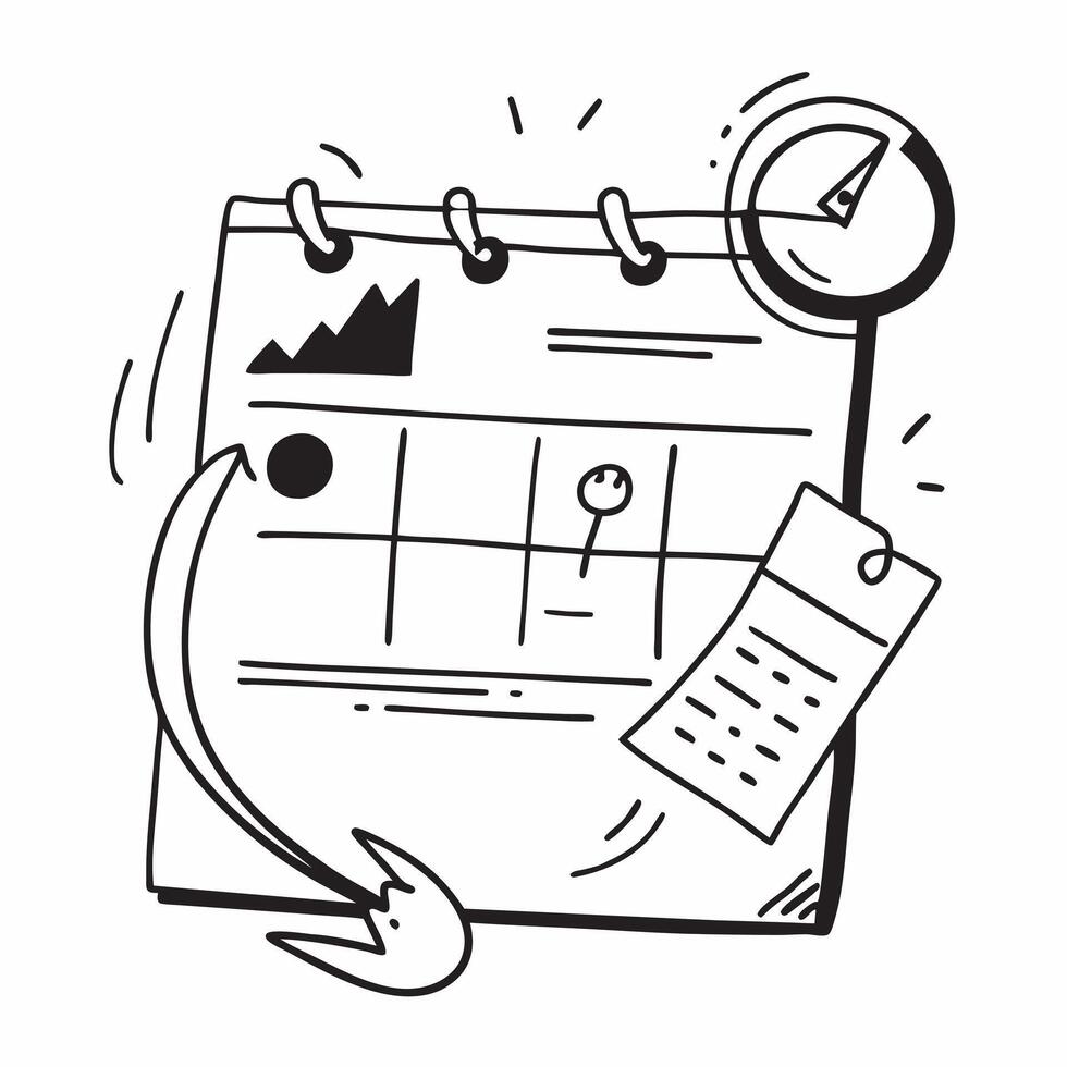 Flat design as Doodle line icon of a calendar concept as A doodle line icon of a calendar representing scheduling planning and time management ideal for business organization and p Dynamic Set 2 vector