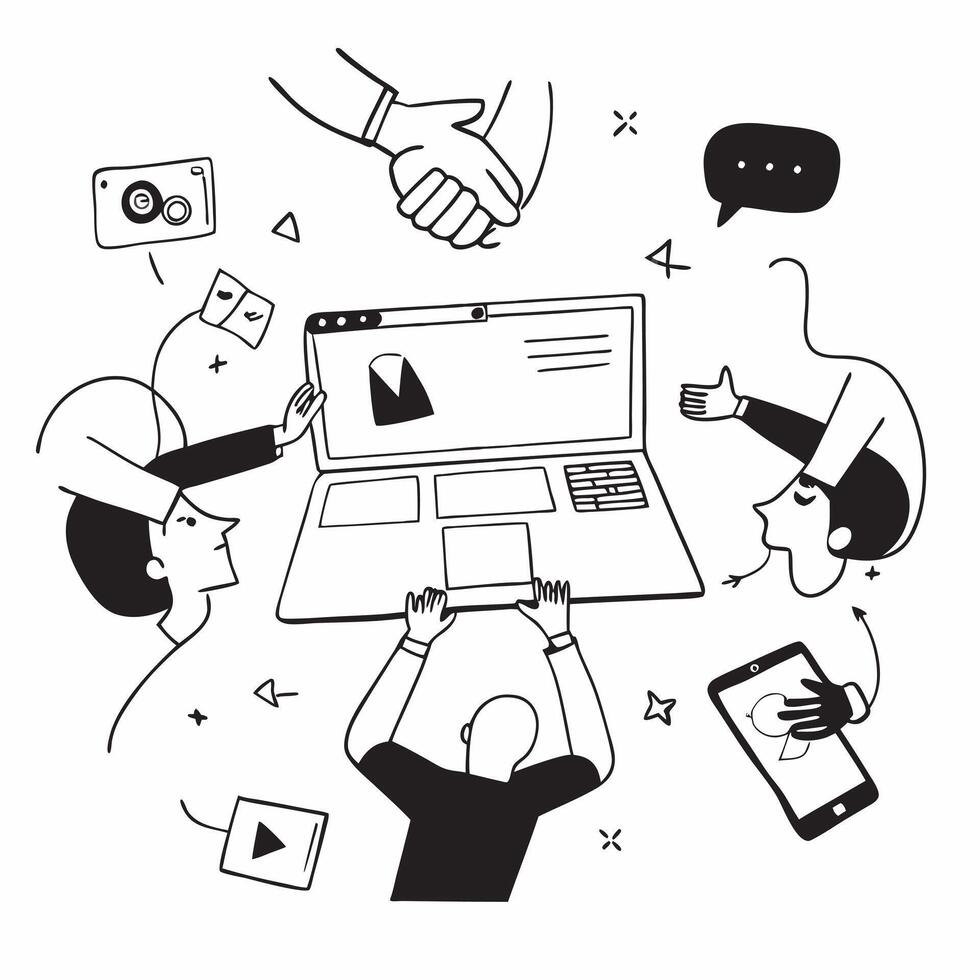 Flat design as Business team collaborating in a modern office using digital tools concept as A illustration of a business team in a modern office collaborating using digital Dynamic Set 7 vector