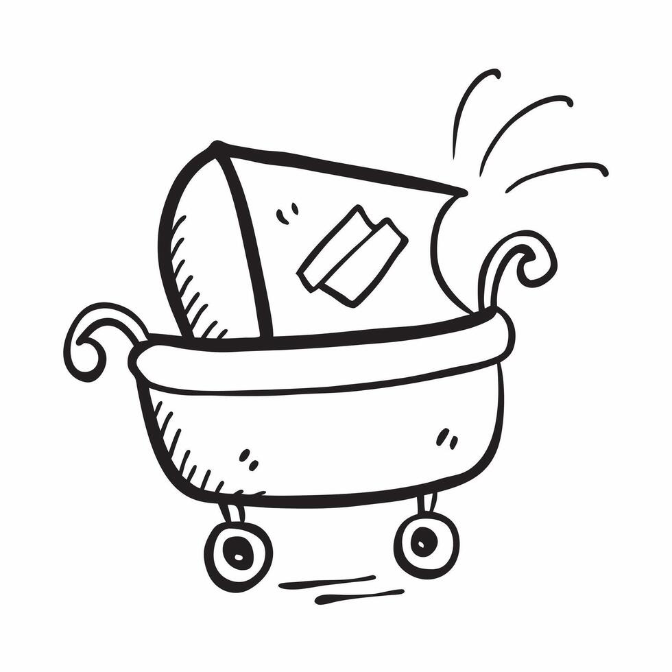 Flat design as Baby carriage icon with copy space on a white background concept as A image of a baby carriage icon with generous copy space on a white background ideal for b Dynamic vector