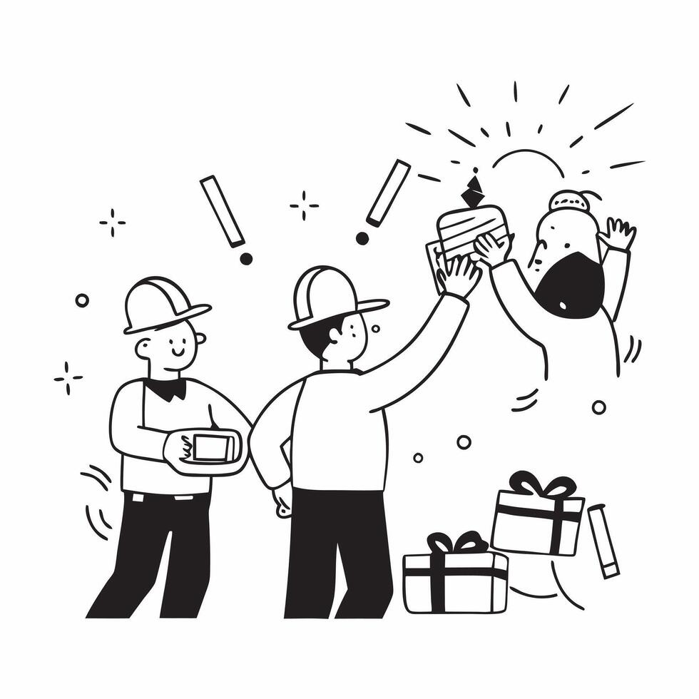 First responders assisting during a workplace accident concept as High resolution image of first responders assisting during a workplace accident with festive decorations in the ba Dynamic vector