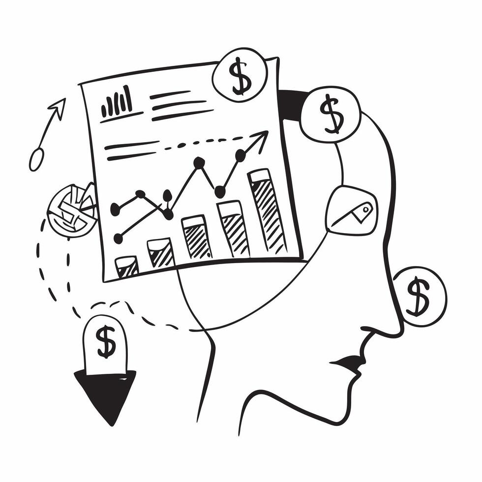 Financial coach with stock market concept as A financial coachs profile blended with stock market charts symbolizing management coaching and financial success Ideal for financial Dynamic vector
