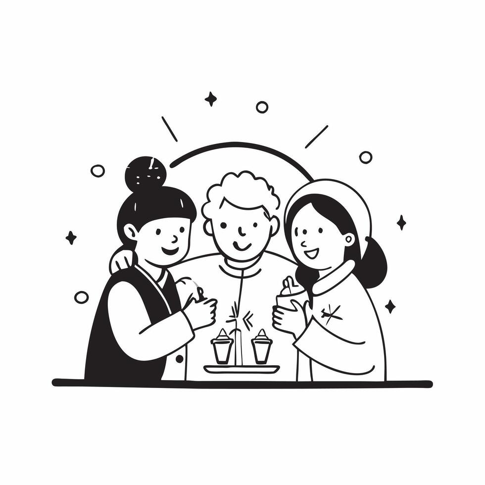 Family winter party concept as High resolution image of a family winter party with a glossy backdrop highlighting the warmth and joy of enjoying winter activities together in Phot Dynamic vector