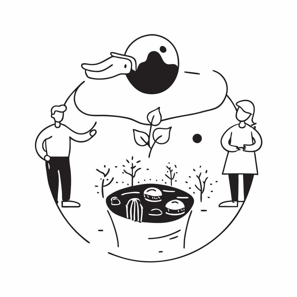 Family using a community garden concept as High resolution image of a family using a community garden with a glossy backdrop highlighting the sustainable and cost effective benefit Dynamic vector