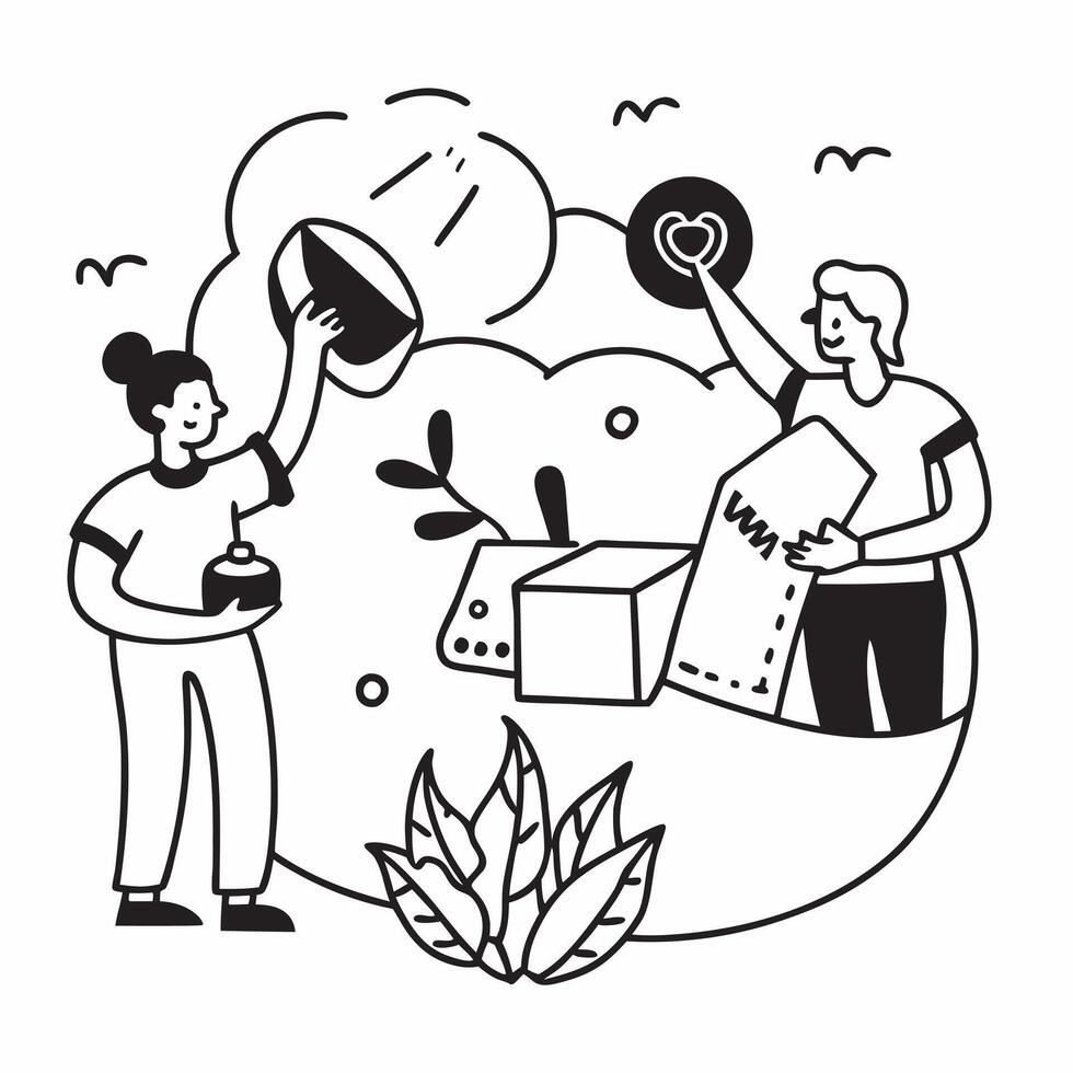 Family using a community garden concept as High resolution image of a family using a community garden with a glossy backdrop highlighting the sustainable and cost effective benefit Dynamic Set 2 vector