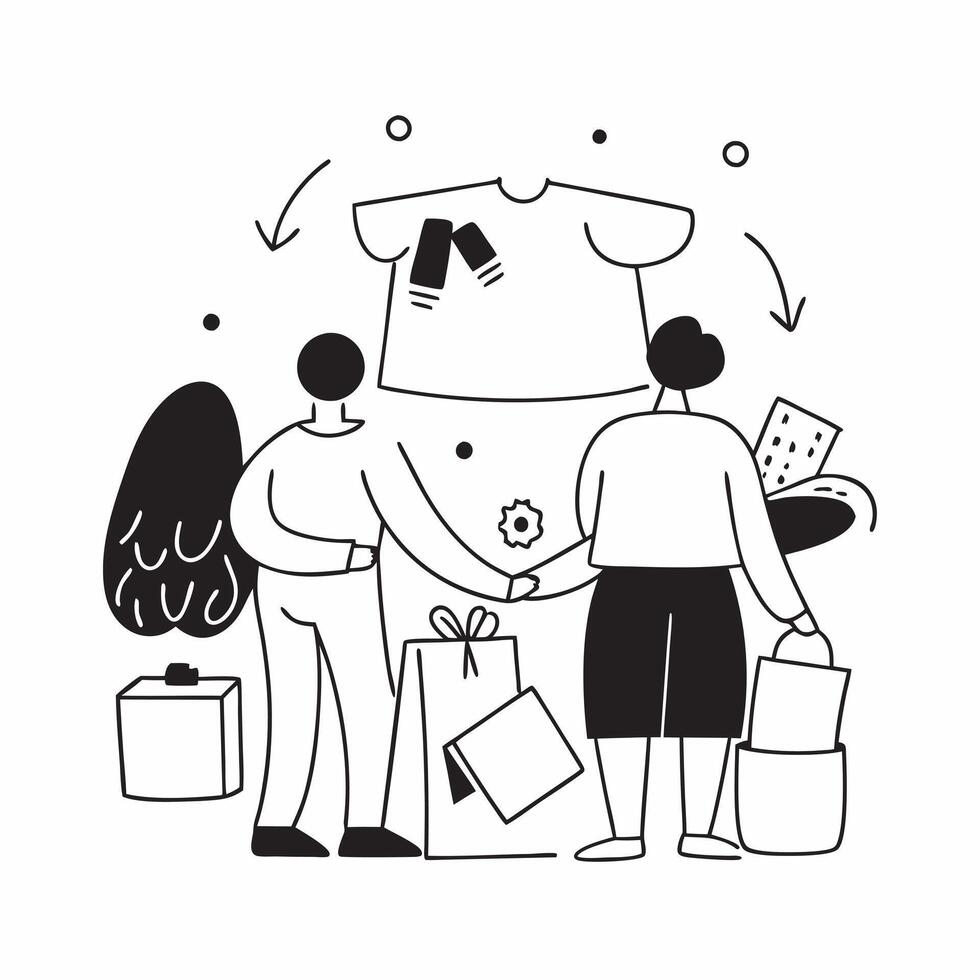 Family shopping at thrift stores concept as High resolution image of a family shopping at thrift stores with a glossy backdrop highlighting the cost effective and sustainable way t Dynamic vector