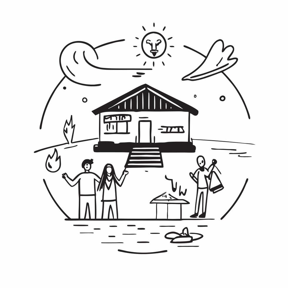 Family reuniting at a lakeside cabin concept as A family reuniting blended with a lakeside cabin symbolizing the serenity and joy of family gatherings by the lake Ideal for travel Dynamic vector