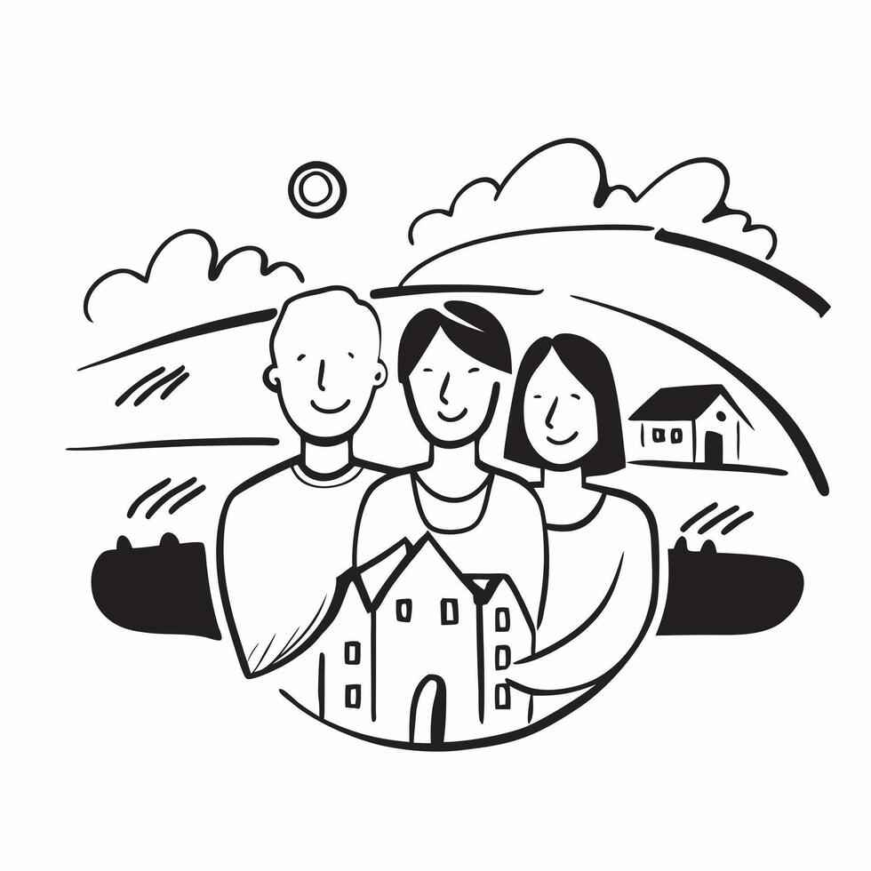 Family reunion with a countryside landscape concept as A family reunion blended with a countryside landscape representing the warmth and togetherness of family gatherings Ideal fo Dynamic vector