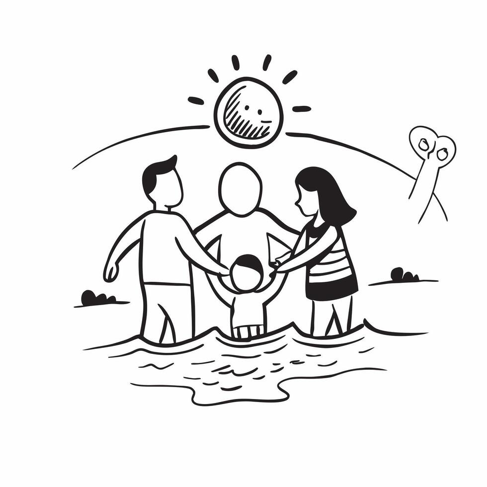 Family reuniting at a beach concept as A family reuniting blended with a beach scene symbolizing the warmth and joy of family gatherings at the beach Ideal for travel and family a Dynamic vector