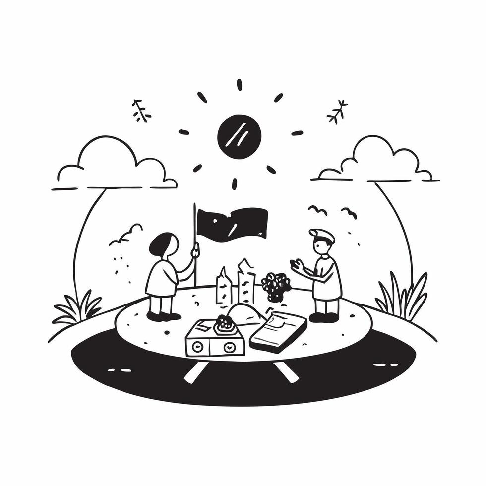 Family picnicking in a cool forest glade concept as High resolution image of a family picnicking in a cool forest glade to escape the heat showcasing bonding relaxation and natures Dynamic Set 2 vector
