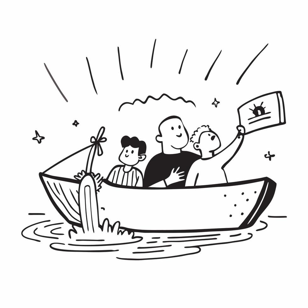 Family enjoying a cool evening boat ride concept as High resolution image of a family enjoying a cool evening boat ride to escape the heat capturing bonding relaxation and scenic b Dynamic Set 2 vector