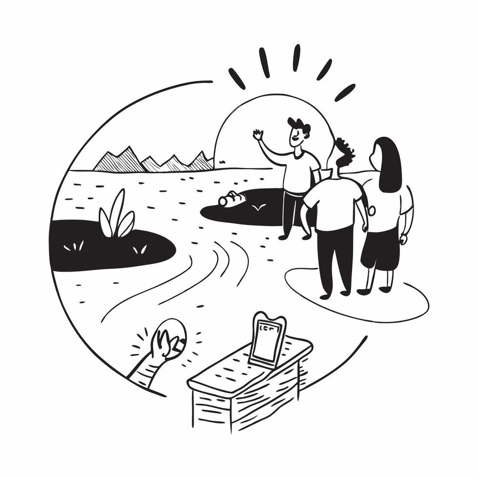 Family enjoying a cool picnic by a riverside concept as High resolution image of a family enjoying a cool picnic by a riverside to escape the heat capturing bonding relaxation and Dynamic vector