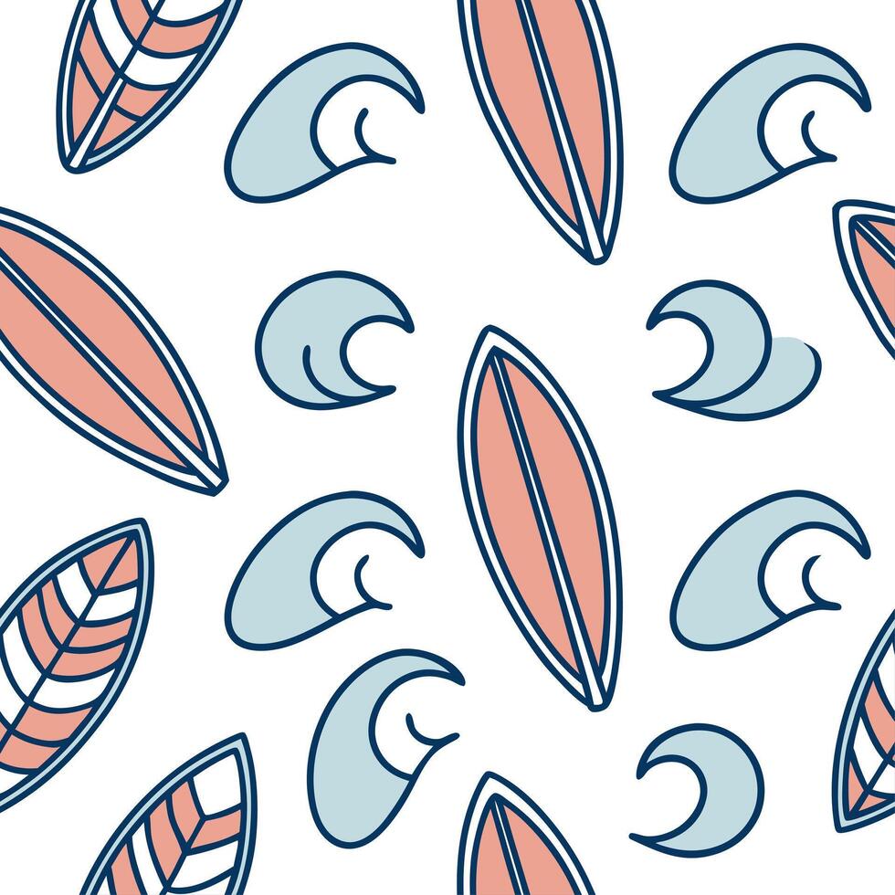 Exciting summer seamless pattern with surfboards and beach waves for an active coastal environment concept as Surfboards and beach waves arranged seamlessly to create an active ene Dynamic vector