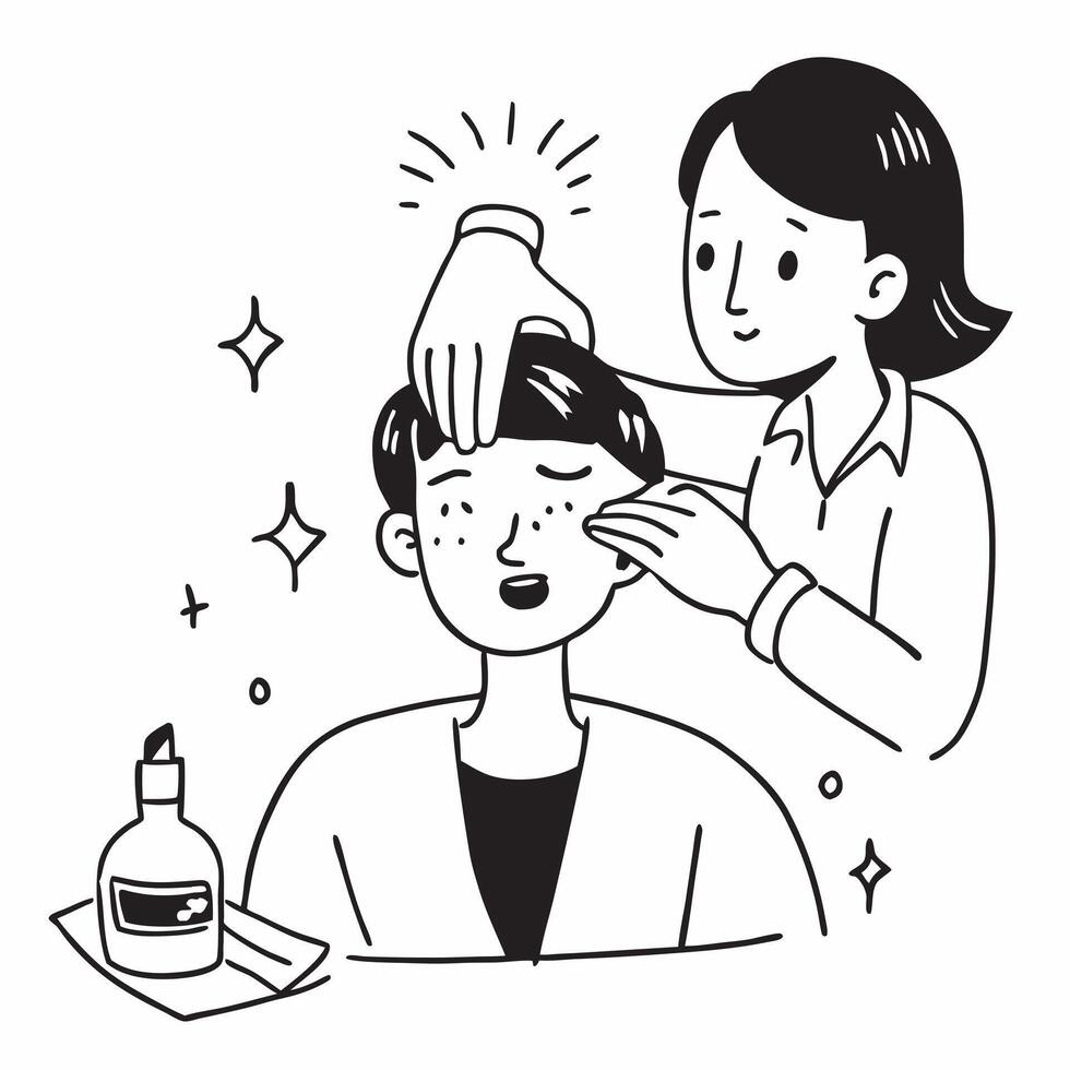 Esthetician performing a facial lymphatic drainage massage concept as An esthetician performs a facial lymphatic drainage massage focusing on detoxification and skin health Ideal Dynamic vector