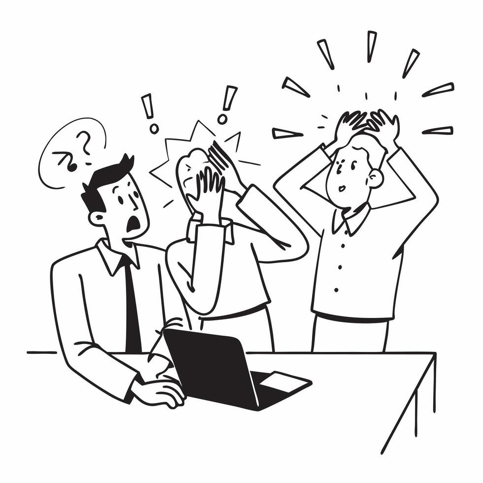 Employees reacting to a sudden policy change concept as High resolution image of employees reacting to a sudden policy change with a panicked and tense atmosphere highlighting the Dynamic Set 2 vector