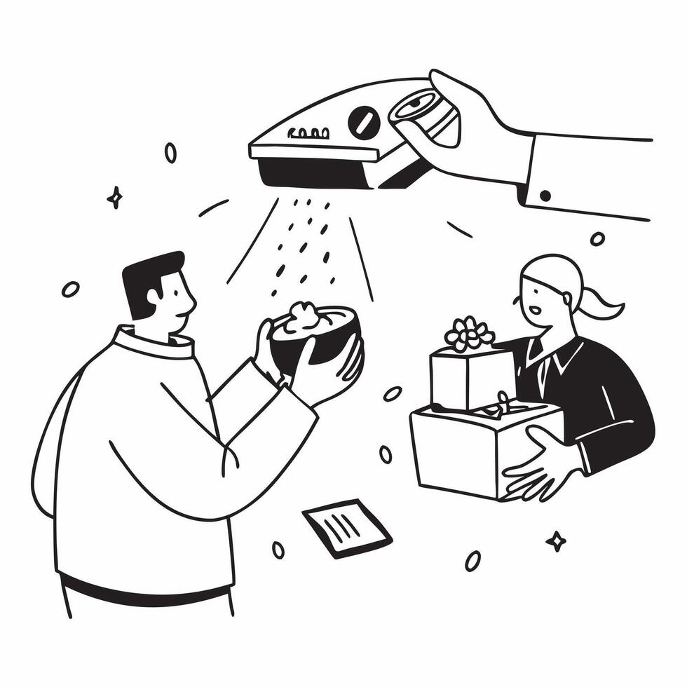 Employees handling a food spill during a holiday lunch concept as High resolution image of employees handling a food spill during a holiday lunch at work emphasizing safety and tea Dynamic vector