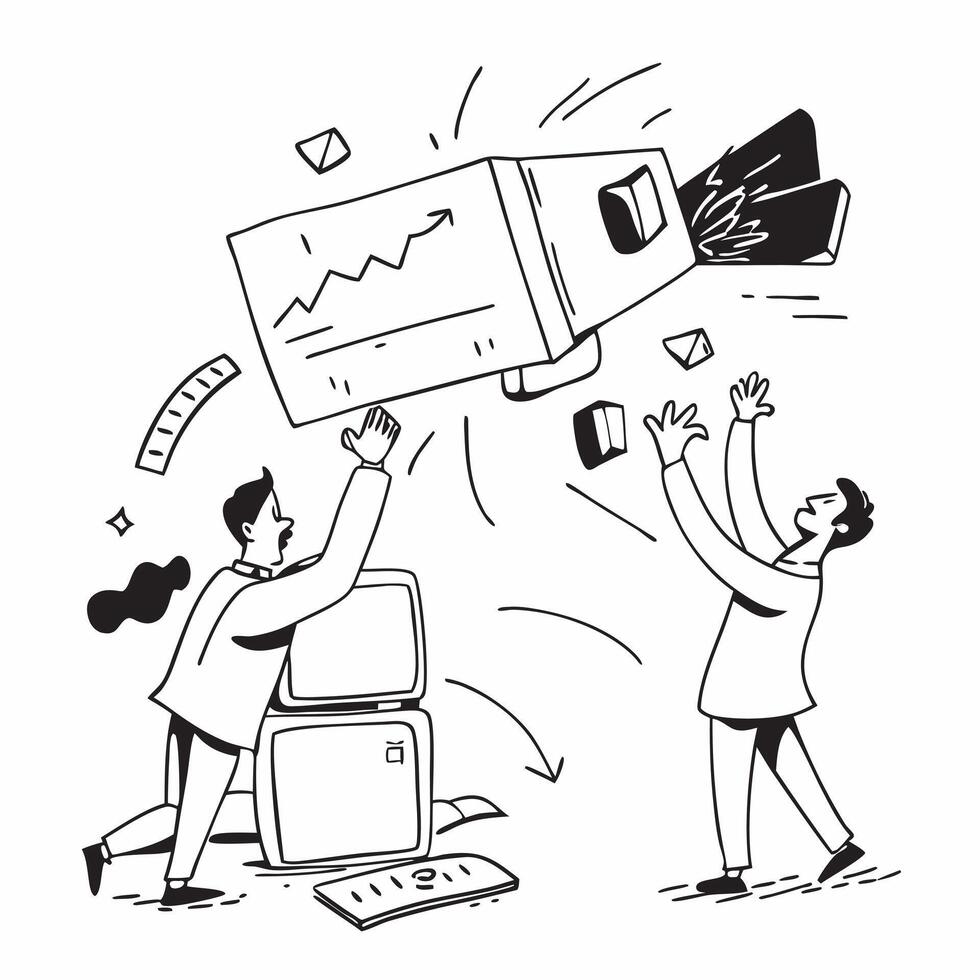 Employees dealing with a sudden market crash concept as High resolution image of employees dealing with a sudden market crash highlighting their panic and the chaotic atmosphere in Dynamic vector