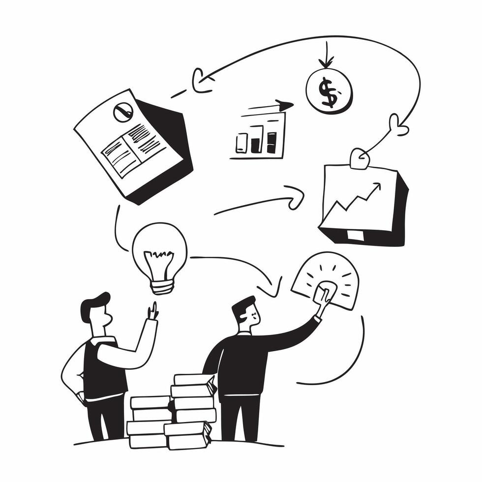 Employees brainstorming for business growth concept as High resolution image of employees brainstorming for business growth emphasizing creativity collaboration and professional ac Dynamic Set 2 vector