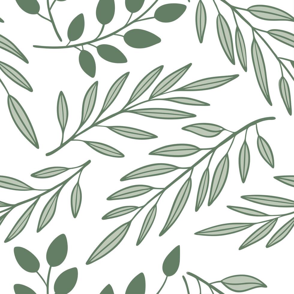 Elegant summer leaves seamless pattern with olive branches and soft green tones for peaceful interiors concept as Soft olive branches and green tones arranged seamlessly to create Dynamic vector