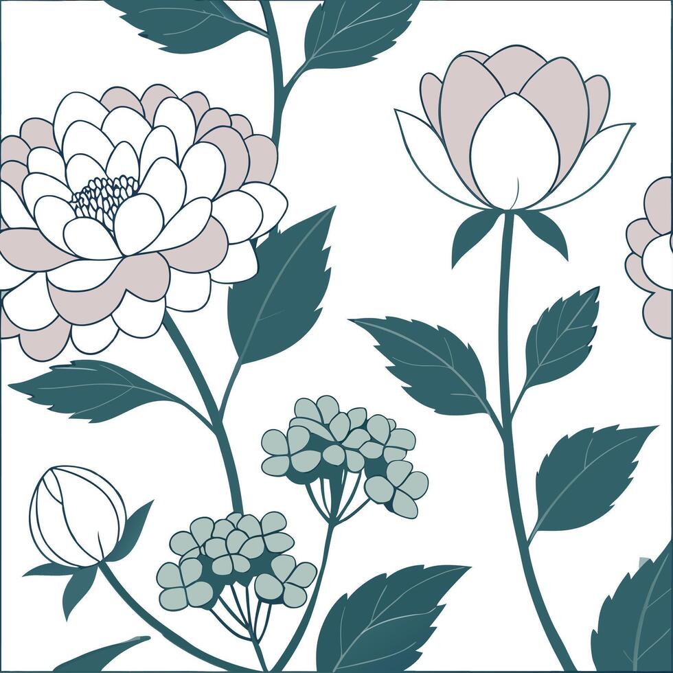 Elegant spring pastel seamless tile pattern with peonies and hydrangeas for chic garden spaces concept as Chic peonies and hydrangeas arranged in soft pastel tones to enhance elega Dynamic vector