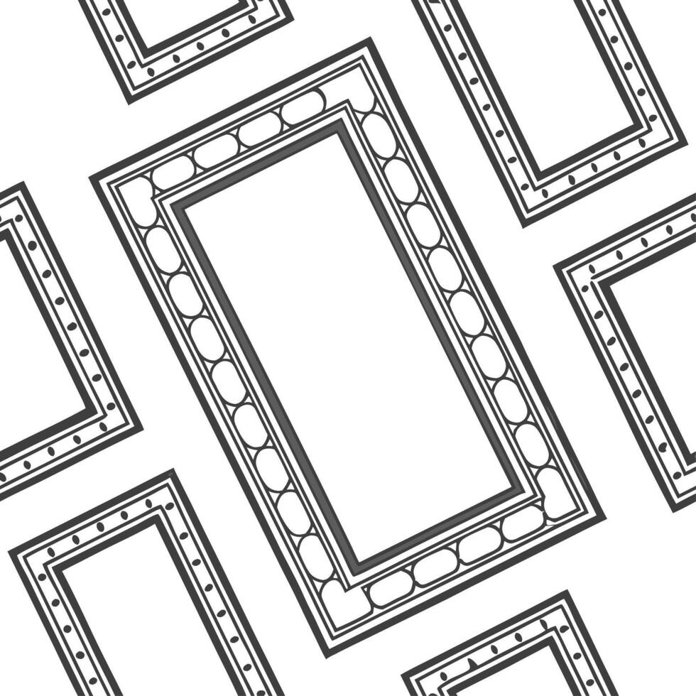 Elegant silver frame seamless tile pattern with metallic accents and refined details concept as Metallic elegant silver frames create seamless tile patterns with refined accents ad Dynamic vector